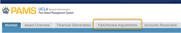 PAMS: Image of renamed tab 
